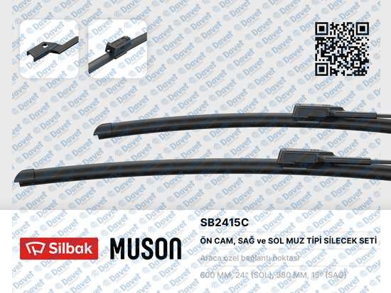 SILBAK SB2415C Silecek Supurgesi 600/380mm (Muz Tipi) Panda [312] 02/12